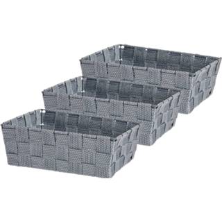 👉 Opbergmand zilvergrijs grijs stof Set van 5x stuks kast/badkamer opbergmandjes 24 x 20 8 cm