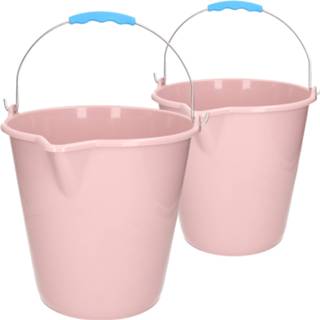 👉 Schenktuit roze kunststof emmers set van 9 en 12 liter inhoud met oud