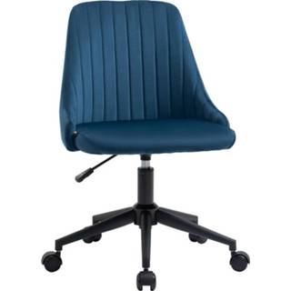 👉 Kantoorstoel blauw polyester active Vinsetto draaistoel ergonomisch lijndesign fluweelzacht 6011600958930