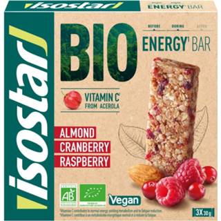 👉 Energiereep active Isostar Energie Reep Bio Amandel Cranberry Framboos 3 x 30 gr 3175681281318