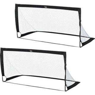 👉 Voetbaldoel zwart staal active HOMdotCOM Voetbaldoelen Voetbalnet set van 2 minidoelen opvouwbaar 186 x 90 89 cm 6011610655607