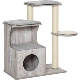 👉 Krabpaal grijs MDF active Paws met kattengrot kattenboom klimboom voor katten E1 sisal 6011617188115