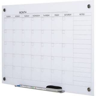 👉 Glasplaat wit active Vinsetto Kalenderbord met 4 glasclips magneetbord planbord planning 6011620790794