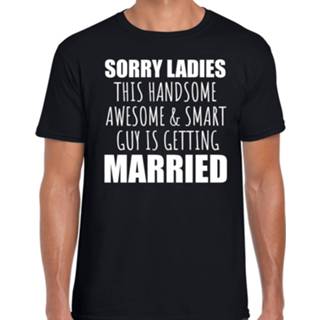 👉 Feest t-shirt zwart katoen mannen vrouwen Sorry ladies married vrijgezellen heren