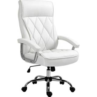 👉 Bureaustoel wit active Vinsetto kantoorstoel met kantelfunctie modern ruitpatroon PU-leer 6011608623670