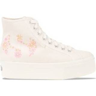 Wit unisex stock vrouwen Superga 2708 Flowers Emroidery Dames