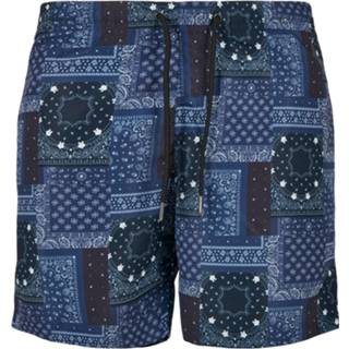 👉 Zwem broek zwart m mannen blauw Urban Classics - Pattern Swim Shorts Zwembroek 4065812156655