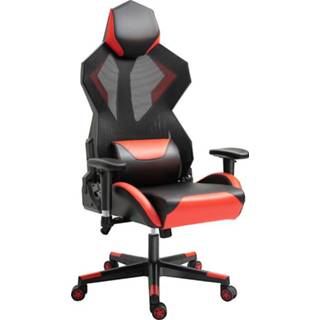 👉 Bureaustoel zwart rood nylon PU leer active Vinsetto Gamingstoel met verstelbare hoofdsteun + 6011620838854