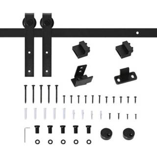 Schuifdeur houten staal active HOMdotCOM Schuifdeursysteem looprail enkele set 6011611881807