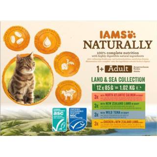 👉 Kattenvoer IAMS Naturally Land & Sea - Zalm Tonijn Gravy 12x85 gram 8710255161792
