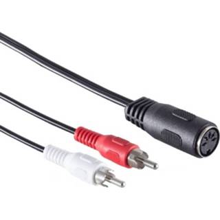 👉 Zwart active 5-pin DIN (v) - Stereo Tulp (m) Kabel 0,2 meter 4017538105110