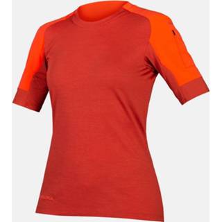 👉 Fietsshirt rood vrouwen Endura GV500 Reiver Cycling Shirt Short Sleeve Dames Donkerrood/Rood 5056286922319