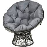 👉 Fauteuil grijs rieten active Outsunny Papasan met bekleding 360 graden rotan 6011606580593