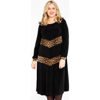 👉 Jurk zwart met contrast LEOPARD 46/48 black