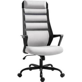 👉 Bureaustoel synthetisch linnen staal active Vinsetto ergonomische wipfunctie grijs+zwart 60 x 64 112-120 cm 6011601575532