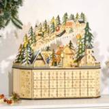 👉 Advents kalender hout active HOMdotCOM Adventskalender met 24 vakken om te vullen, LED-verlichting naturel 45 x 13 43 cm 6011613438481