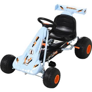 👉 Skelter blauw staal active kinderen HOMdotCOM kindervoertuig trapauto met pedalen voor 3-8 jaar lichtblauw 6011609187102