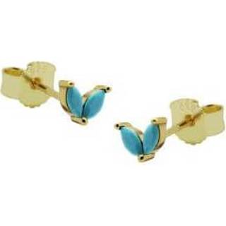 👉 Oorbel turkoois goud verguld vrouwen nederlands plating Karma Oorbellen Zirconia Double Turquoise Leaves