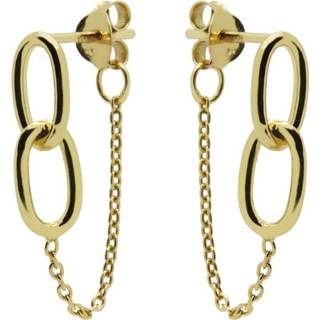 👉 Oorbel goud zilver vrouwen nederlands plating Karma Oorbellen Chain Double Round Square