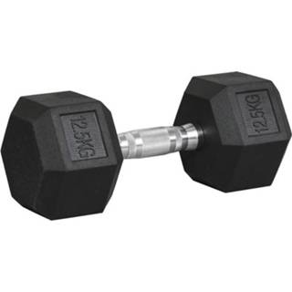 👉 Dumbbell zwart rubber metaal active HOMdotCOM fitness 12,5 KG 6011611482424