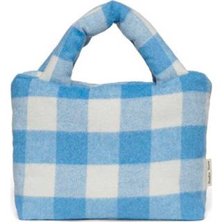 Handtas blauw active Studio noos mini wool - blue checked 6091030443480