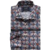 👉 Hemd linnen blauw oranje OLYMP SIGNATURE Soft Business Tailored Fit oranje/blauw, Motief 4063402838318