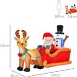 👉 Slee polyester active HOMdotCOM Opblaasbare kerstman op met sneeuwpop LED 6011601538537