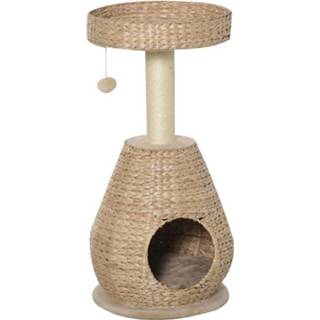 👉 Krabpaal geel pluche active Paws Kattenboom met kattengrot sisal hoogte 82,5 cm zacht 6011601016028