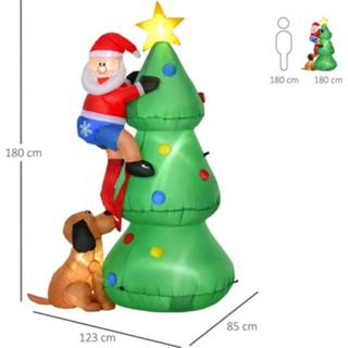 👉 Kerst boom active HOMdotCOM Opblaasbare kerstboom Kerstman hond 180 cm LED zelfopblazend 6011631713706