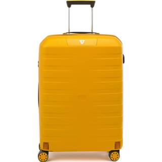 👉 Trolley geel blauw Sole Yellow polypropyleen medium Roncato Box 2.0 Young 4 Wiel 69 / Blue 8008957554395