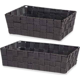 👉 Opbergmand zwart stof Set van 6x stuks Kast/badkamer opbergmandjes in 2 formaten