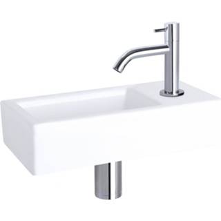 👉 Fonteinset keramiek chroom wit Differnz Ravo - kraan gebogen 8712793557563