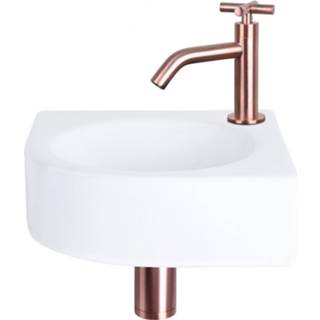 👉 Fonteinset rood keramiek wit Differnz Cleo - kraan kruis koper 8712793557969