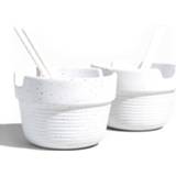 👉 Noodles grijs wit blauw United By Blue - Stackable Stoneware Noodle Bowl 2-Pack Bewaarbakje maat 12,7 x 12,2 cm, grijs/wit 192900122781