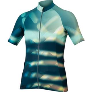 👉 Fiets shirt m vrouwen blauw turkoois Endura - Women's Virtual Texture Trikot Kurzarm Fietsshirt maat M, turkoois/blauw 5056286926034