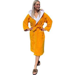 👉 Badjas geel katoen s fleece/katoen - met capuchon