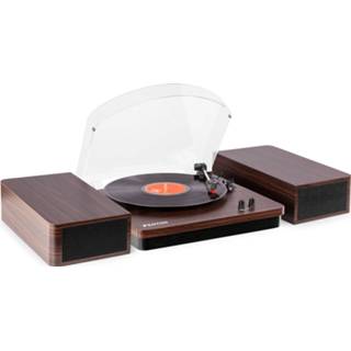 👉 Platenspeler bruin hout bluetooth losse speakers platenspelers standaard halfautomatisch retro Fenton RP168DW met en - Donkerbruin 8715693332254