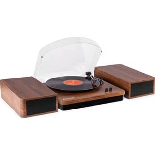 👉 Platenspeler bruin hout bluetooth losse speakers platenspelers standaard halfautomatisch retro Fenton RP168W met en - (hout) 8715693332230