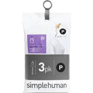 👉 Vuilniszak active Simplehuman Vuilniszakken Code P 50-60 liter Pak van 3x20 Stuks 838810017594