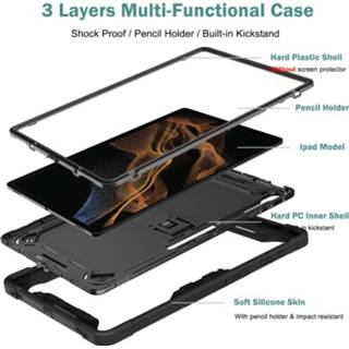 👉 Shock proof case zwart extreem hoesje Samsung Galaxy Tab S8 Ultra Hoes - 8720684212774