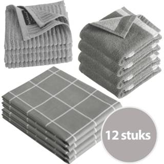 👉 Keukenset grijs Byrklund Clean & Dry - 12 delig Theedoeken, Keukendoeken Vaatdoeken 5901453738586