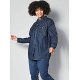 👉 Blauw medium effen denim vrouwen dark blue Jeansoverhemd in klassiek model Dollywood 4055708707450 4055708712171 4055708712188