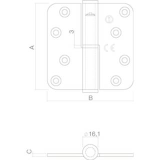 Intersteel Kogelstift paumelle DIN rechts rvs geborsteld