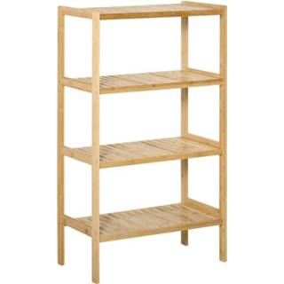 👉 Boekenkast bamboe active HOMdotCOM Strandplank 4-Tier Opbergrek Archiefrek Natuurlijke 62 x 33 112 cm 6095812053072