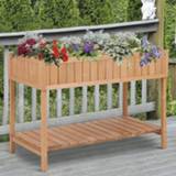 👉 Sunny Plantentafel met verhoogde bloemenbak met afvoer en opbergruimte massief dennenhout 120 x 60 x 22 cm