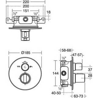 👉 Thermostaat chroom bouwdeel Ideal Standard Easybox Slim afbouwdeel v. m. stopkraan en omstelling + inbouwdeel