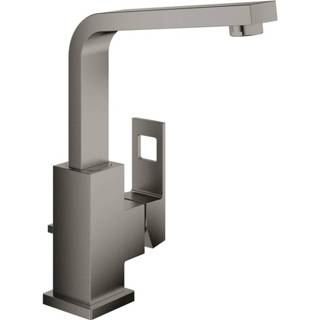 👉 Wastafelmengkraan graphite wastafelkraan eurocube GROHE eengreeps L-size met draaibare uitloop en pop-up waste, geborsteld hard