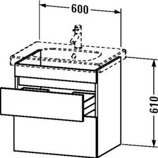 👉 Wastafelonderbouwkast eiken wastafel onderbouwkast Duravit DuraStyle m. 2 laden 60x45.3x61cm v. D-Code 034265