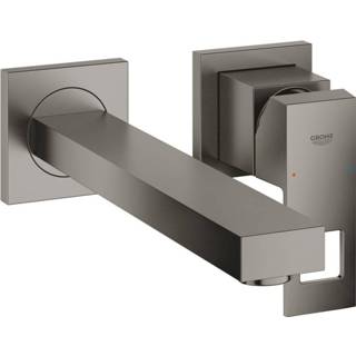 👉 Wastafelmengkraan graphite wastafelkraan eurocube GROHE tweegats M-size wandgemonteerd, geborsteld hard