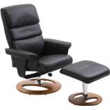 👉 Relaxfauteuil zwart active HOMCOM met hocker draai- en kantelbaar PU/hout 81 x 76 103cm 4250871274772